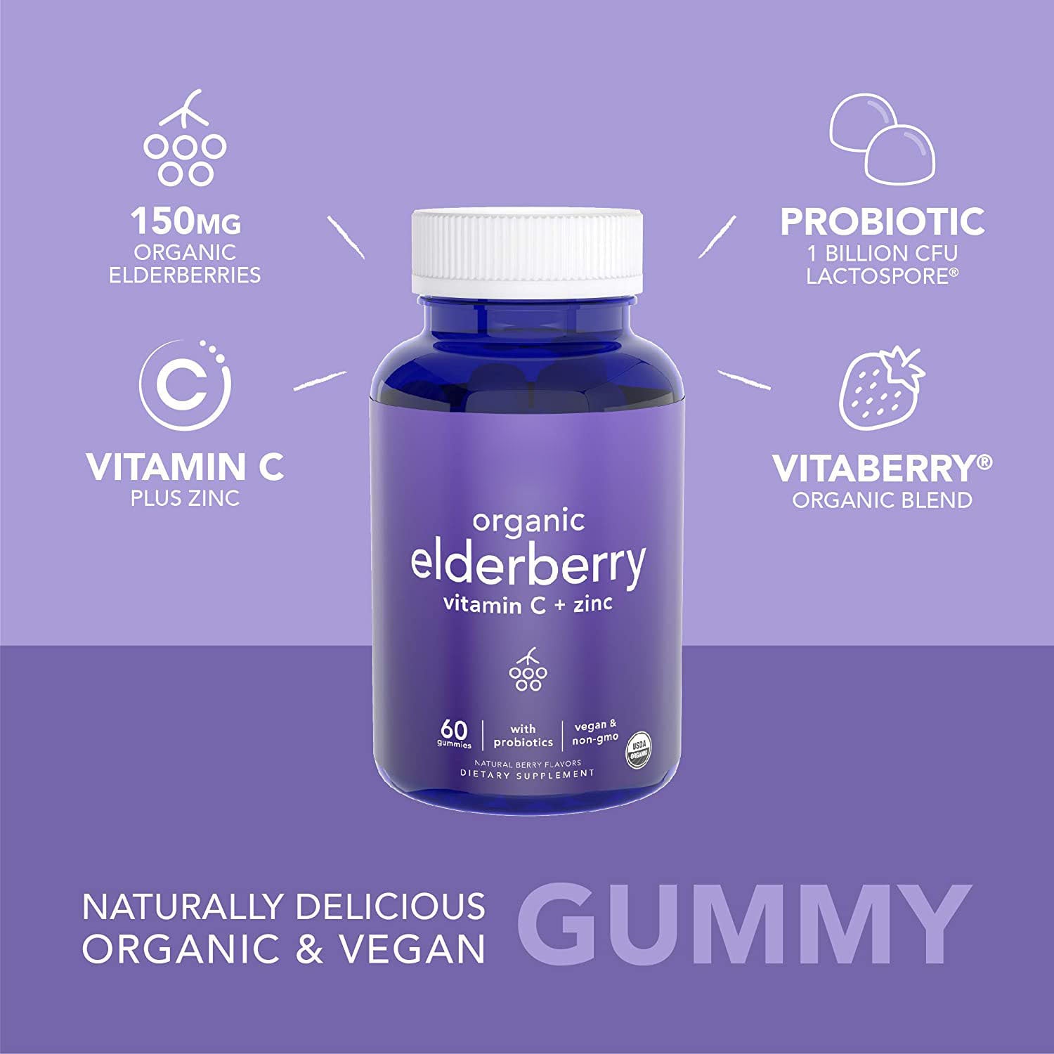 FitNexa Elderberry Gummies with Vitamin C, Zinc & Probiotics