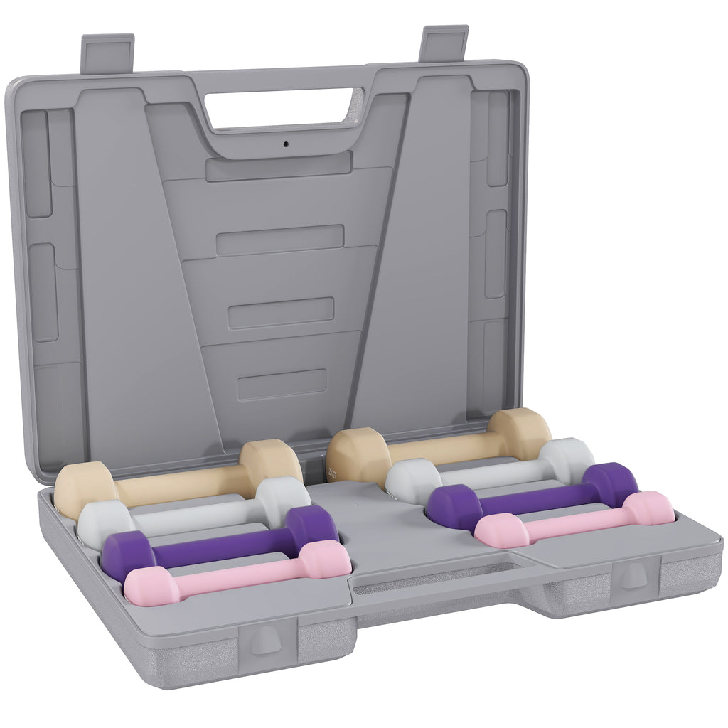 FitNexa PU Dumbbell Set with Carry Case – 8 Piece