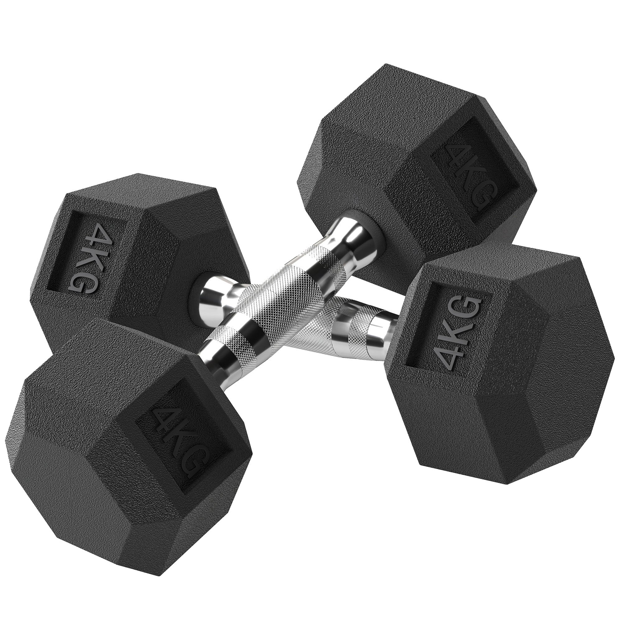 Hex Rubber Dumbbell Set – 2 x 4KG