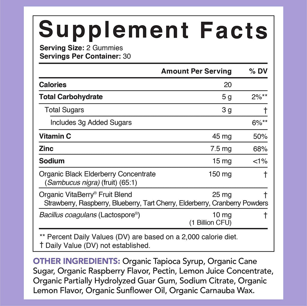FitNexa Elderberry Gummies with Vitamin C, Zinc & Probiotics