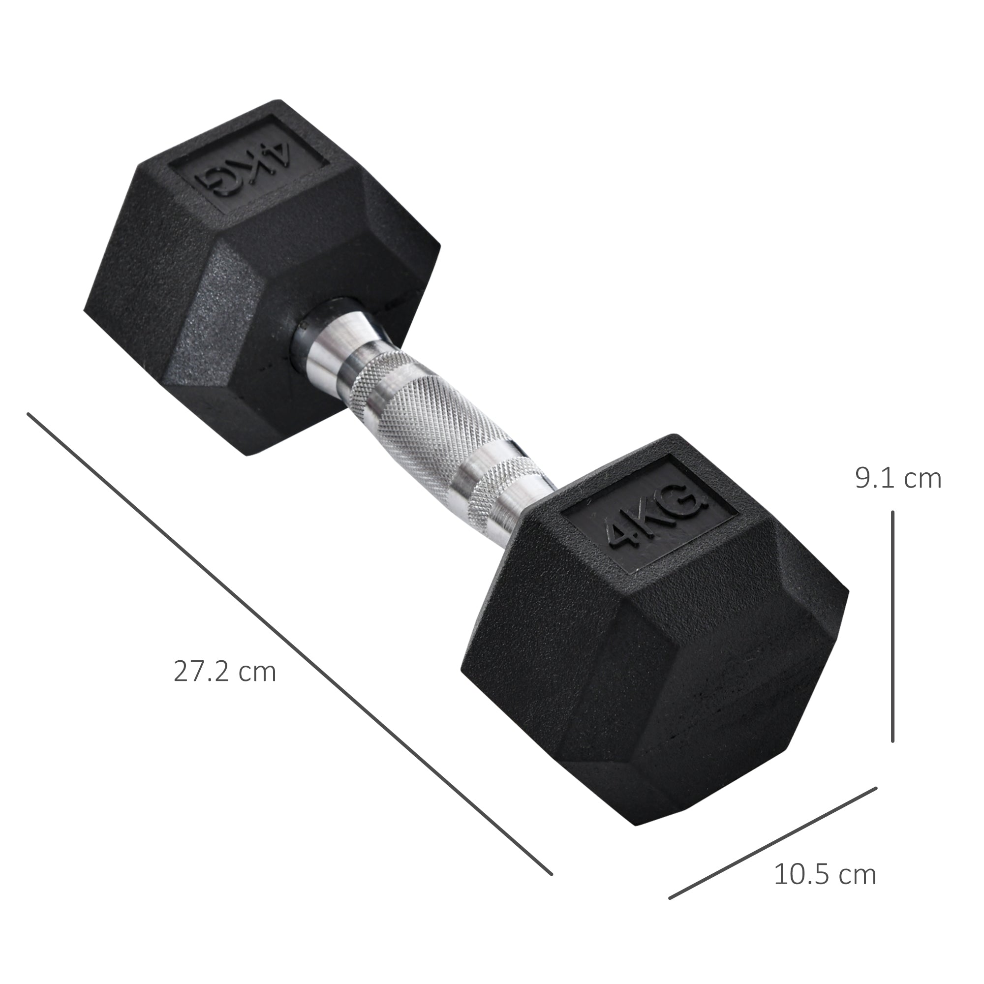 Hex Rubber Dumbbell Set – 2 x 4KG