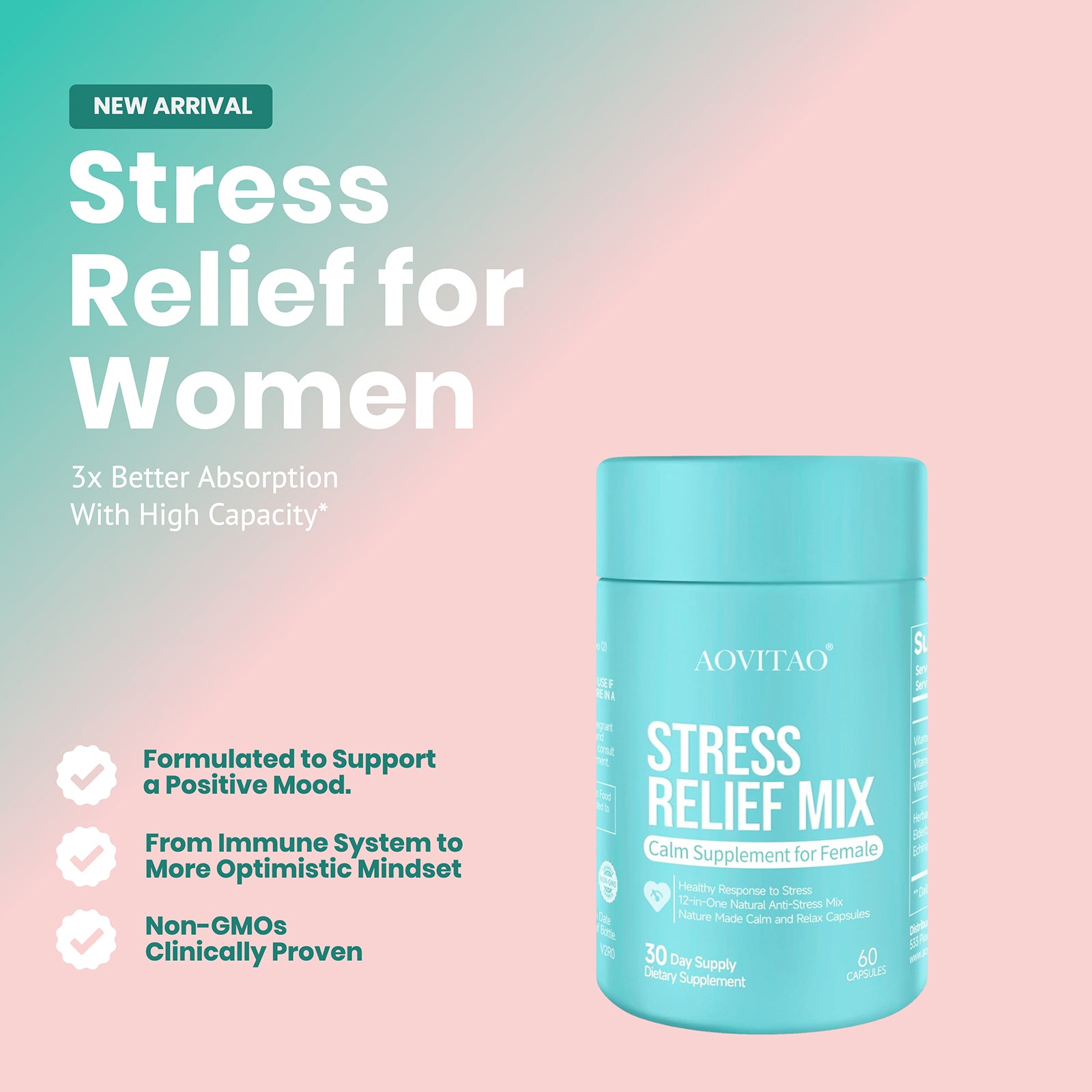 Ashwagandha for Women | Calm & Focus Supplement with L-Theanine, GABA & Magnesium