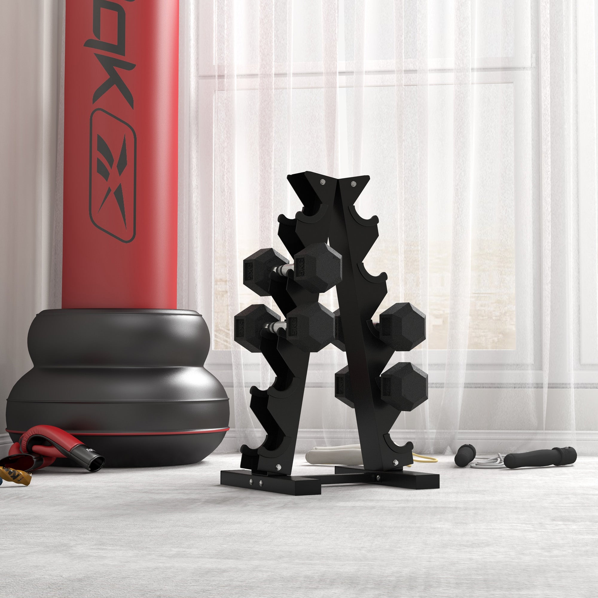 Hex Rubber Dumbbell Set – 2 x 4KG